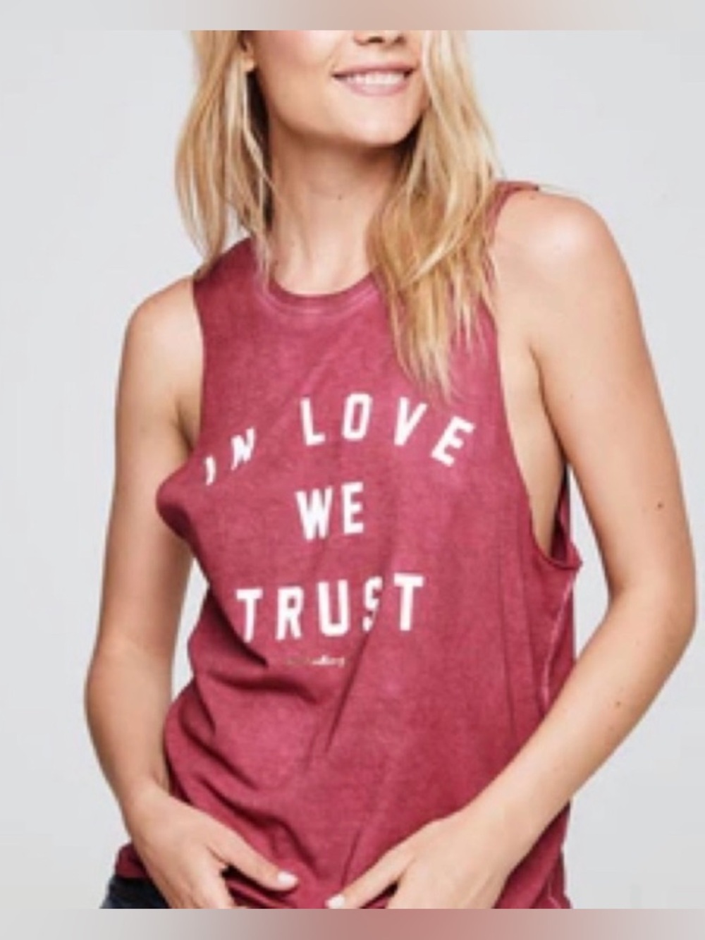 ✨ NWOT Spiritual Gangster “In Love We Trust” Burgundy Tank - Small